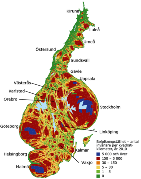 Sveriges karta om befolkningen fick styra